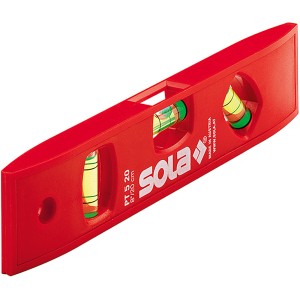 Rote Kunststoff Torpedo Wasserwaage PT 5 20 SB von Sola für präzises Messen.