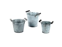 Decofinder Zinktopf Wave Weiss gewaschen (HxBxT) 11 x 10 x 7 cm / 1 Stk.