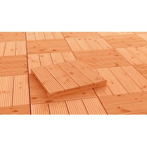 Dalle en bois douglas naturel, 50x50cm, surface rainurée pour terrasse et balcon.