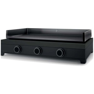 Forge Adour Gas-Plancha Modern 75, acciaio, nero. Piastra con tre bruciatori e manopole di controllo.