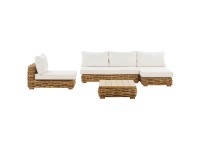 Beliani Lounge-Set Varallo 4-Sitzer Rattan Braun Weiss