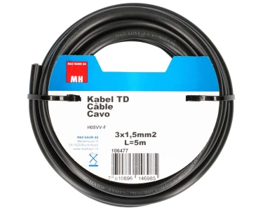 TD-Kabel Schwarz 3 x 1,5 mm² / 5 m kaufen bei OBI