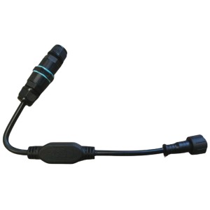 Connettore esterno nero Schönenberger M12 24V per sistemi di illuminazione esterna.