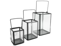 Laterne mit Griff Schwarz 3er-Set