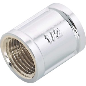 Manicotto filettato in ottone cromato 18,6 mm (Rp 1/2) per raccordi tubi.