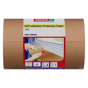 Tesa Papier de protection autocollant, rouleau de 50 m x 150 mm, pour le recouvrement lors de travaux de rénovation.