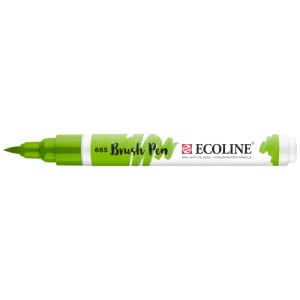 Ecoline Brushpen Frühlingsgrün mit flexibler Pinselspitze für Kunstmalerei und kreatives Gestalten auf Papier.