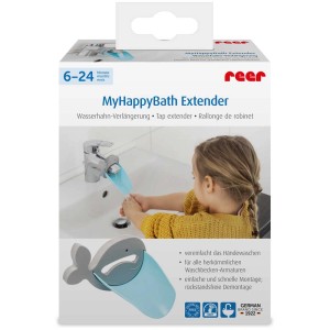 Reer MyHappyBath Extender Wasserhahnverlängerung in Blau-Grau für Kinder.