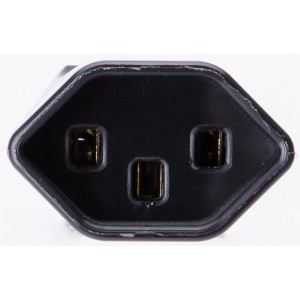 Schwarze Kupplung Typ 23, 3-polig für Schutzkontaktstecker.