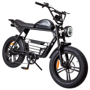 E-Bike Gen2 Blazer Fat Tire nero con pneumatici larghi e design retrò.