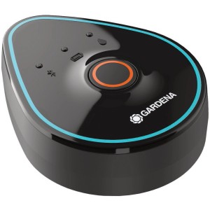 Centralina per irrigazione Gardena 9 V Bluetooth nera con dettagli blu.