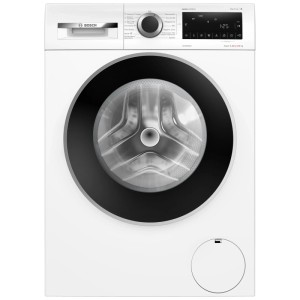 Lavasciuga Bosch Serie 6 bianca con oblò nero e display digitale.