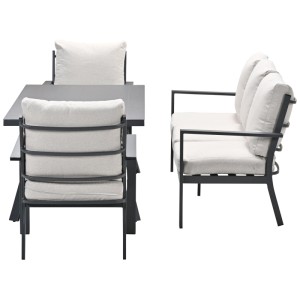 Salon de jardin 4 pièces Garden Impressions Sergio, aluminium noir/beige avec canapé, fauteuils et table.