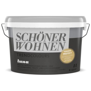 Secchio di Schöner Wohnen Trendfarben Luna, pittura murale opaca per interni, 1 litro.