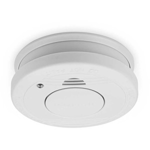 Détecteur de fumée blanc RM250 avec pile, diamètre 10 cm, pour protection incendie.