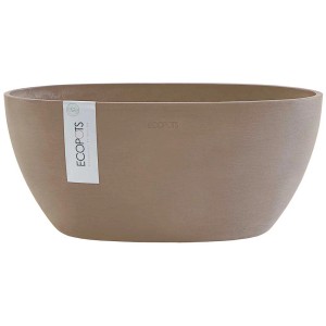 Ecopots pot de fleurs Sofia, French Taupe, 12,5x13x30 cm, jardinière oblongue pour intérieur et extérieur.