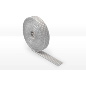 Sangle de volet roulant Schellenberg Maxi grise, 23 mm de large, 6 m de long, enroulée.