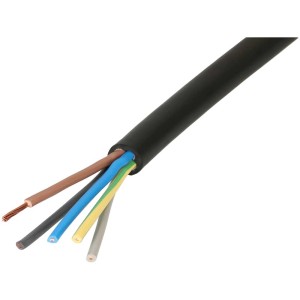 Cavo GDV nero H07RN-F 5 x 1,5 mm², tubo flessibile in gomma con conduttori colorati.