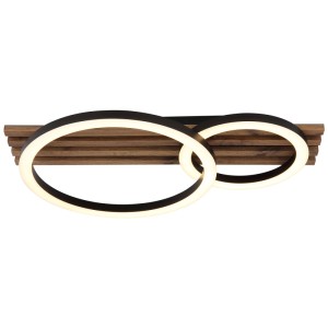 Plafonnier LED Tisha moderne aspect panneau avec deux anneaux, 18 W, pour espaces de vie.
