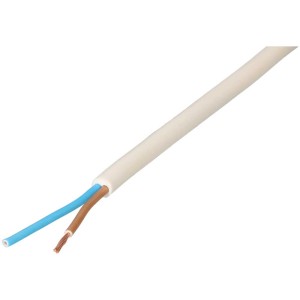 Cavo TD bianco H05VV-F 2x1,0 mm² (5 m) per collegamenti elettrici flessibili.