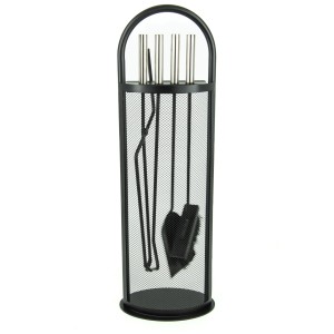 Set d'accessoires de cheminée Valo Copenhague noir, 4 pièces avec pelle, brosse, pince et tisonnier.