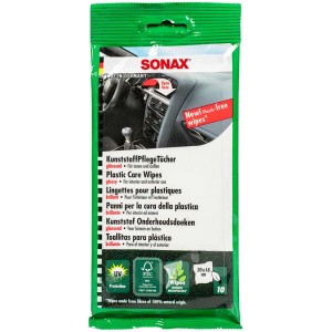 Sonax Kunststoffpflege Tücher, 10 Stück, zur Reinigung und Pflege von Auto-Kunststoffteilen.