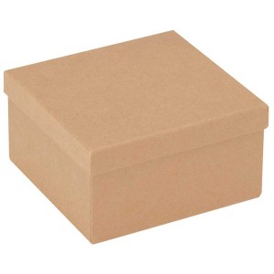 Quadratische Pappbox mit Deckel, 125x125x65 mm, ideal zum Basteln und Dekorieren.