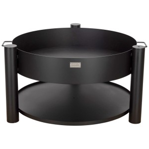Braciere Nouvel Tondino nero in acciaio, Ø 80 cm, con ripiano.