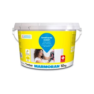 Seau de crépi Marmoran Carrara Antik-Faserputz Aussen A310, crépi créatif pour extérieur, 10kg.