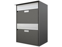 Huber Briefkasten Alu 400 2-Ü Dunkelgrau-Metallic (HxBxT) 59,2 x 41,5 x 29,2 cm