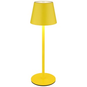 Lampe de table LED sans fil jaune Globo Vannie I, métal, Ø 11,5 cm, hauteur 36 cm.