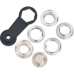 Set di occhielli per tiranti, 24 mm, ottone grigio, incluso utensile per articoli per la casa.