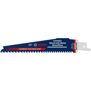 Lame de scie sabre Bosch Expert S967 XHM pour bois et métal, idéale pour la démolition.