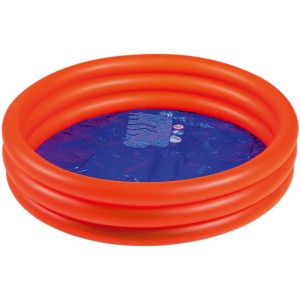 Piscina gonfiabile rossa Happy People, Ø 100 cm, con tre anelli d'aria e fondo blu.