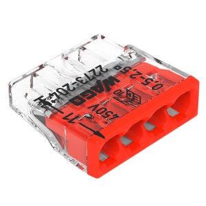 Connecteur Wago, 4 pôles, rouge, lot de 10. Borne de connexion pour installation électrique sécurisée.