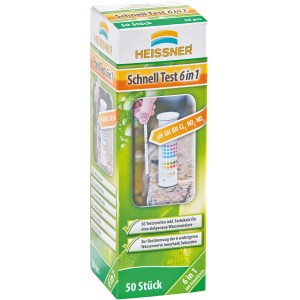 Heissner Test rapido 6in1 per la cura del laghetto: Strisce reattive per l'analisi dell'acqua.