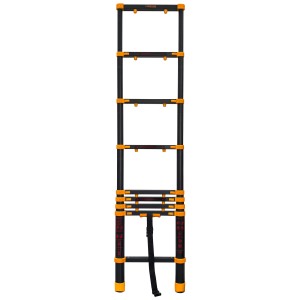 Scala telescopica ML1026H, nero/arancio, in alluminio, per esterni. Compatta ed estensibile fino a 2,6 m.