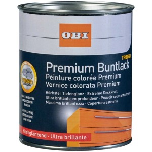 Barattolo di smalto OBI Premium Tribrid lucido bianco antico, adatto per legno, metallo e plastica.