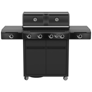 Outdoorchef Grillstation Heat X-445 RB, assemblata, con bruciatore laterale e mobile.