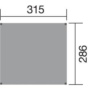 Schizzo dell'altalena doppia Weka Tabaluga 816 con dimensioni (315 x 286 cm).