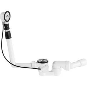 Garniture de vidange Excenter blanche (44,8 mm) avec commande de trop-plein pour baignoires.