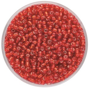 Rote Rocailles Perlen mit Silbereinzug, 2,6 mm, ideal zum Schmuckbasteln.