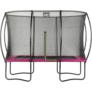 Trampolino da giardino rettangolare EXIT Silhouette 244x366cm rosa con rete di sicurezza.