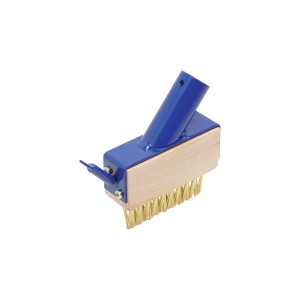 Spazzola per fughe LUX Classic con punta in acciaio, setole in metallo e manico blu.