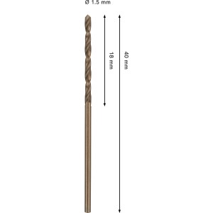Punta elicoidale Bosch Pro Stainless Steel HSS-Co, diametro 1,5 mm, per lavorazione metalli.