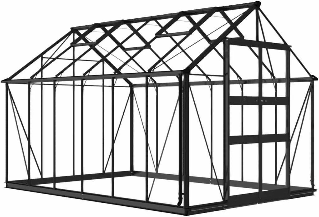 Halls Gewächshaus Blockley 812 Sicherheitsglas 3 mm Schwarz 9,7 m²