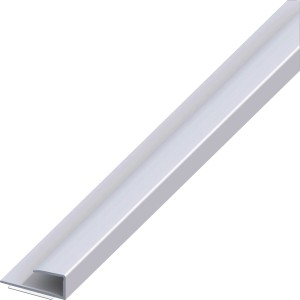 Parkettleiste: Selbstklebendes Aluminium Einfassprofil, 9 mm hoch, 2 m lang, silberfarben.