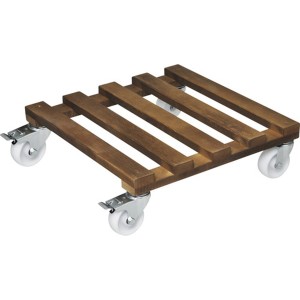 Rolluntersetzer Wagner Gigant quadrato marrone in legno con quattro ruote.