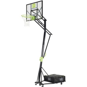 Canestro da basket regolabile EXIT Galaxy con anello da dunk, verde/nero, su ruote per un facile trasporto.