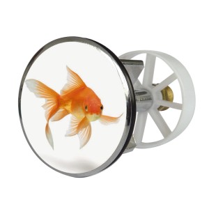 Tappo lavandino con decoro pesce, adatto per scarichi da 38-40 mm.